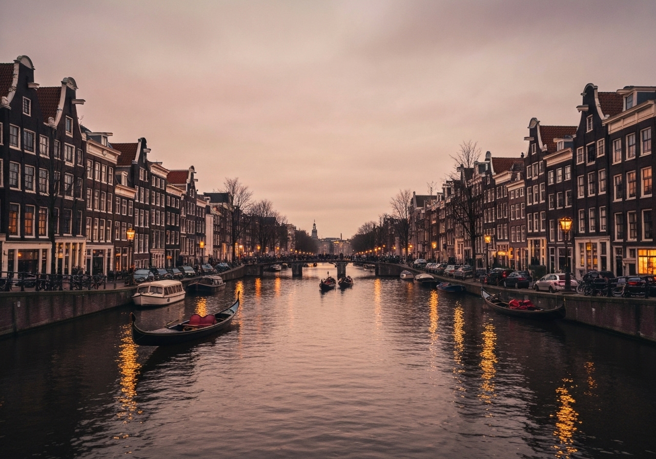 Atmospheric lighting in Amsterdam, Netherlands