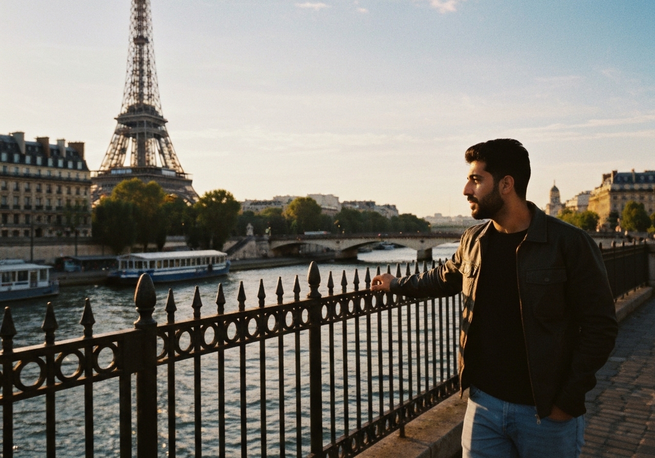 Natural travel moment in Paris, France, taken with smartphone, imperfect framing
