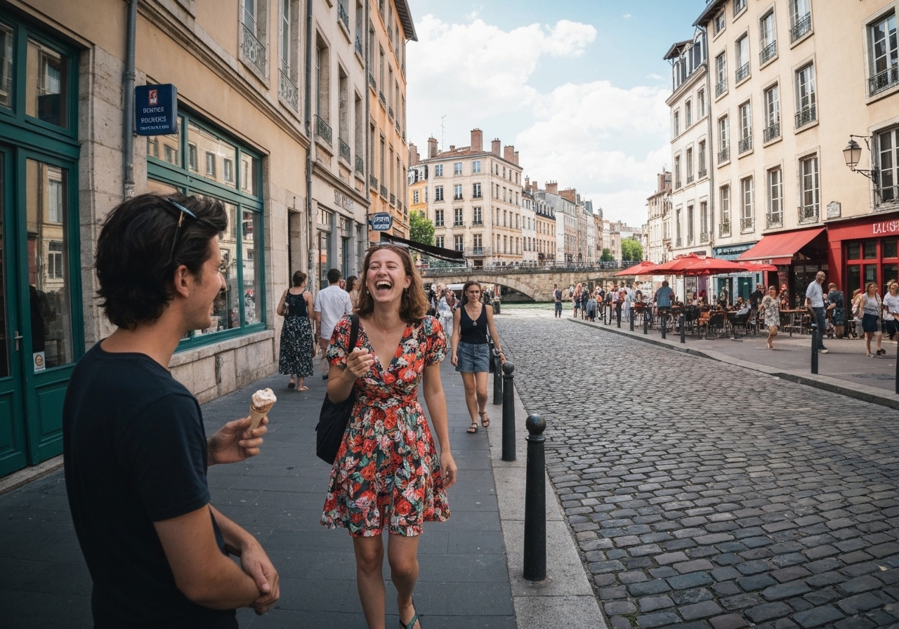 Spontaneous smartphone photo of daily life in Lyon, France, authentic and unposed