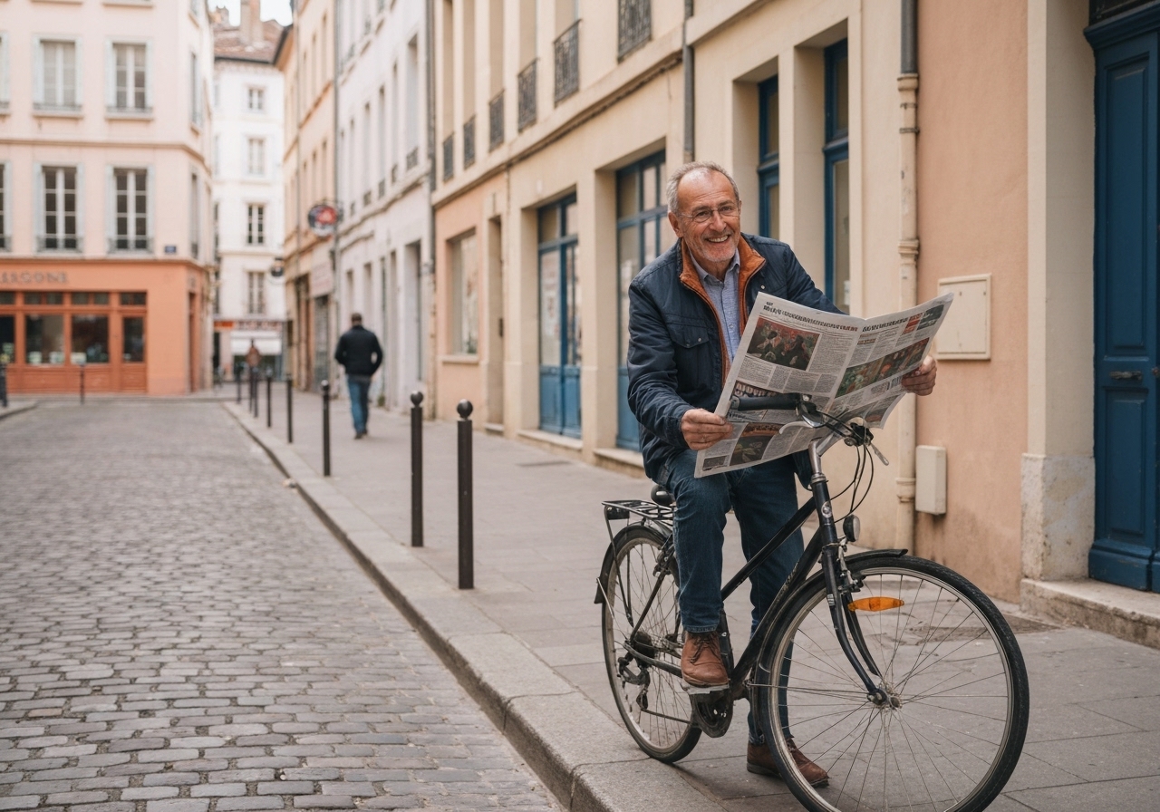 Spontaneous smartphone photo of daily life in Lyon, France, authentic and unposed