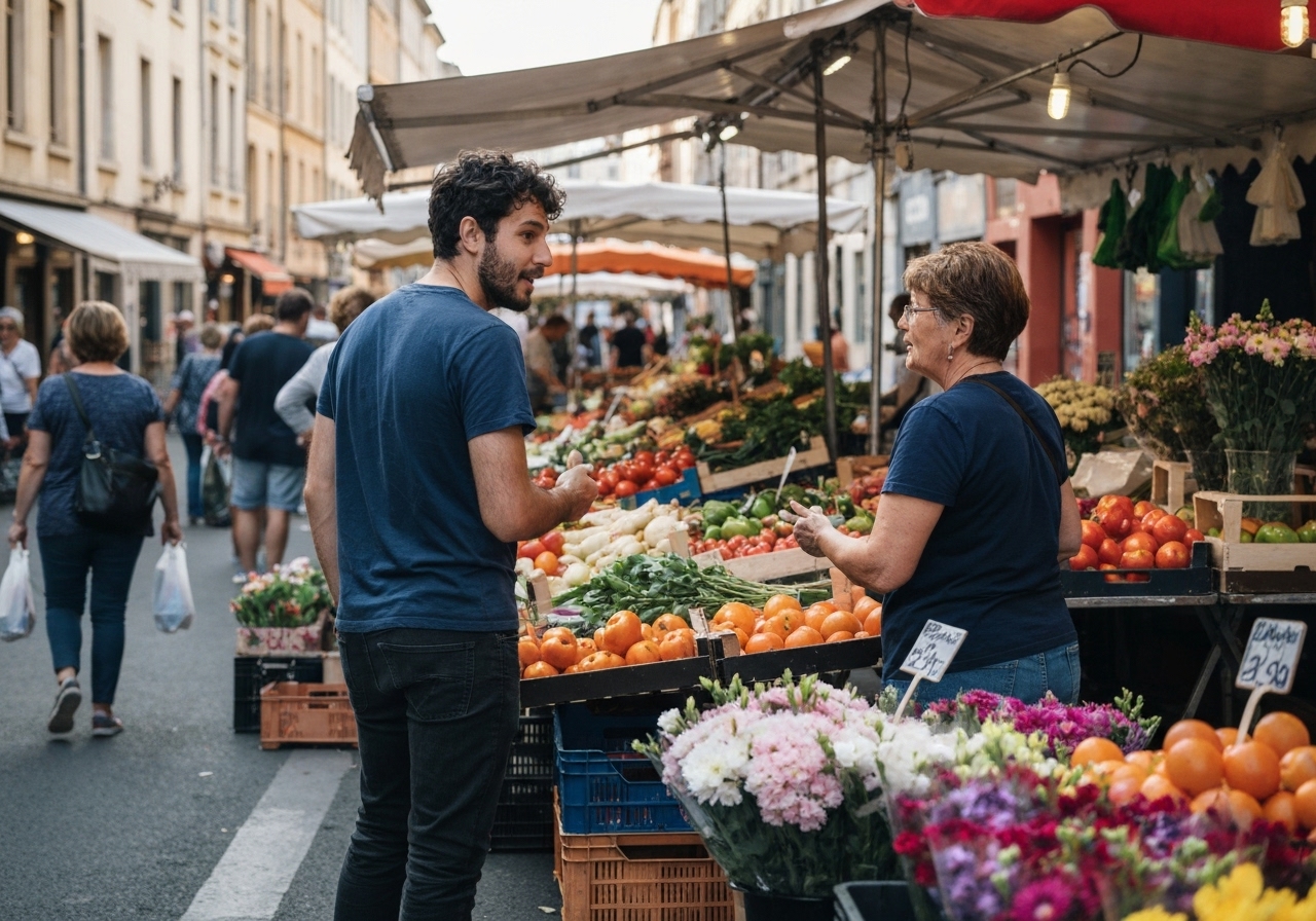 Casual street photography moment in Lyon, France, capturing genuine local atmosphere