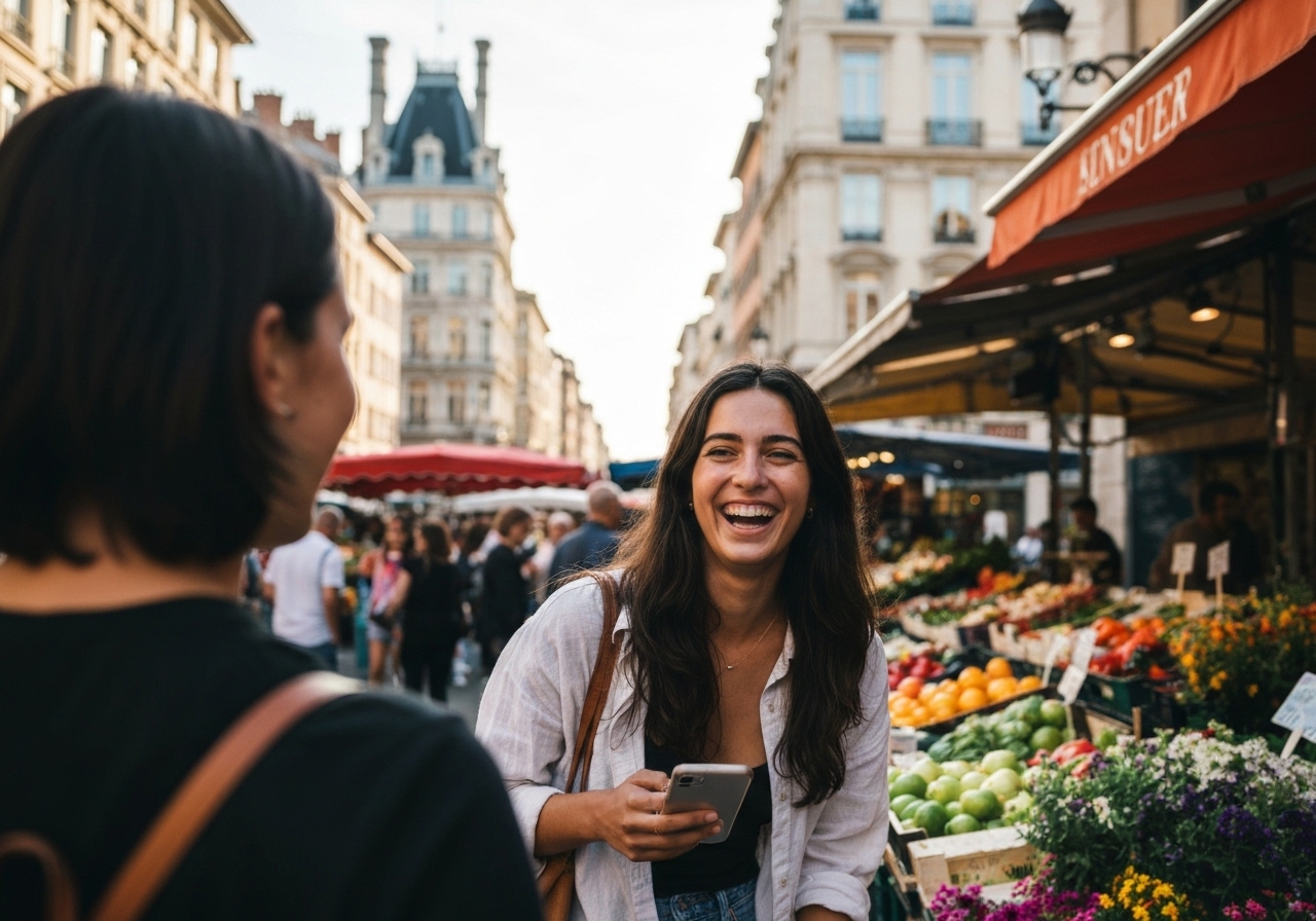 Spontaneous smartphone photo of daily life in Lyon, France, authentic and unposed