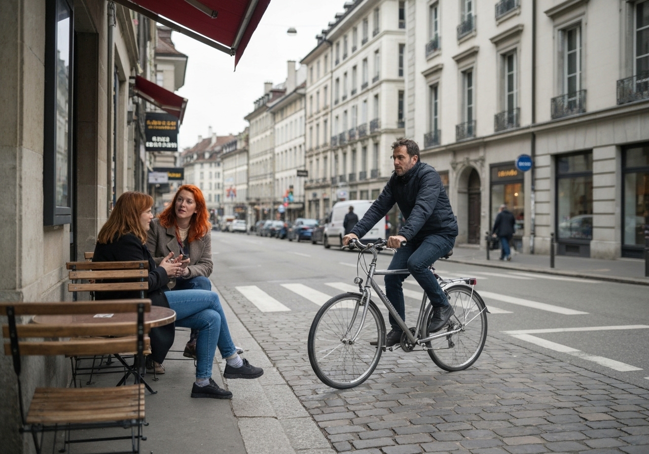Spontaneous smartphone photo of daily life in Geneva, Switzerland, authentic and unposed