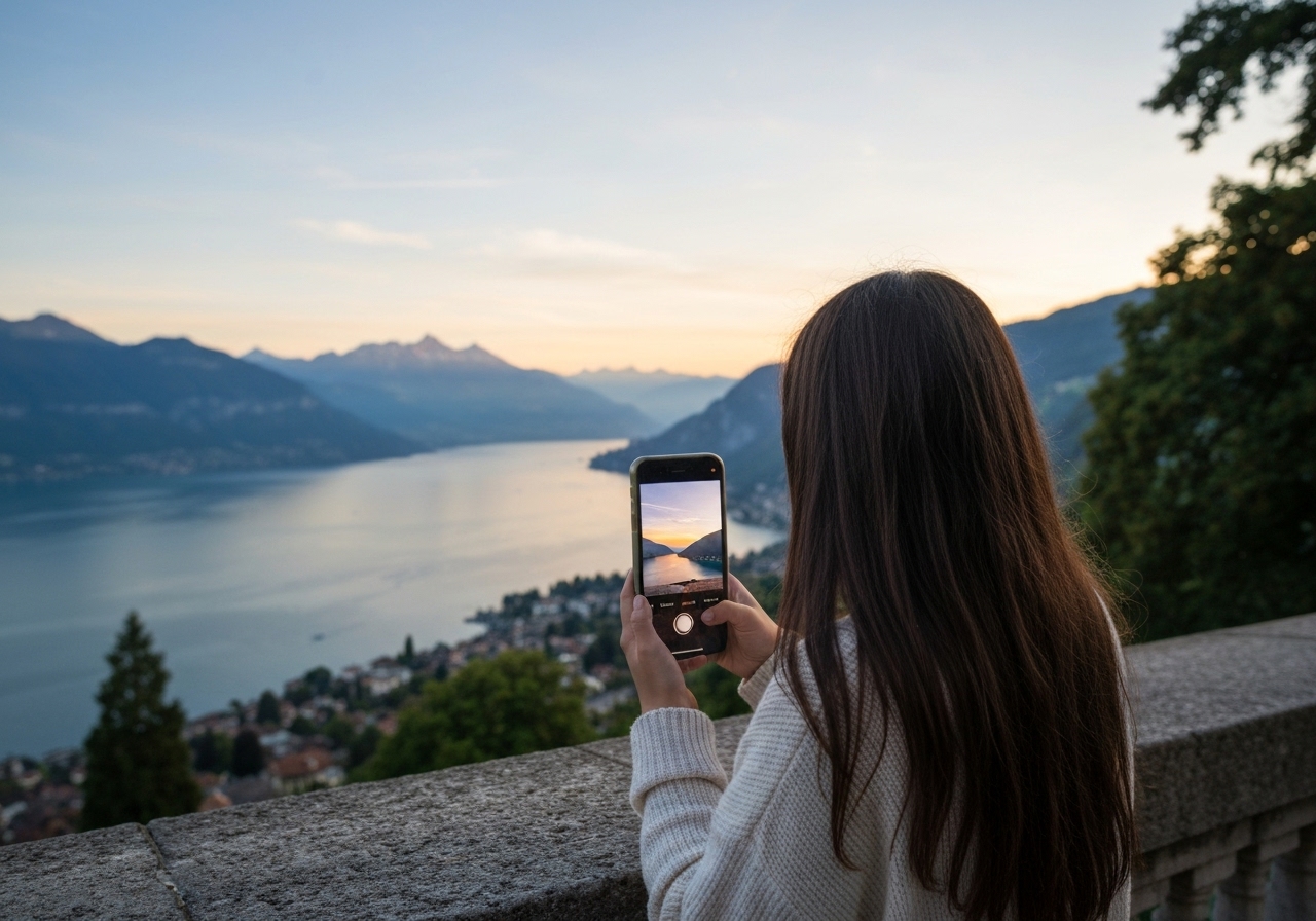 Natural travel moment in Geneva, Switzerland, taken with smartphone, imperfect framing