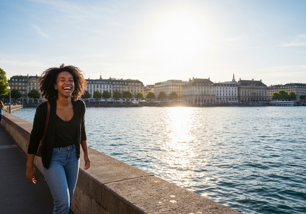 Spontaneous smartphone photo of daily life in Geneva, Switzerland, authentic and unposed