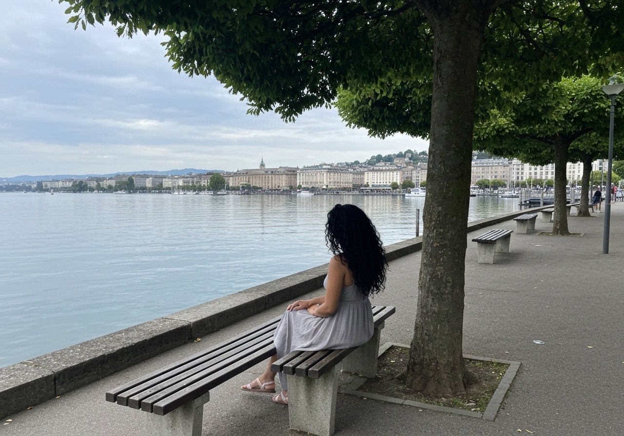 Spontaneous smartphone photo of daily life in Geneva, Switzerland, authentic and unposed