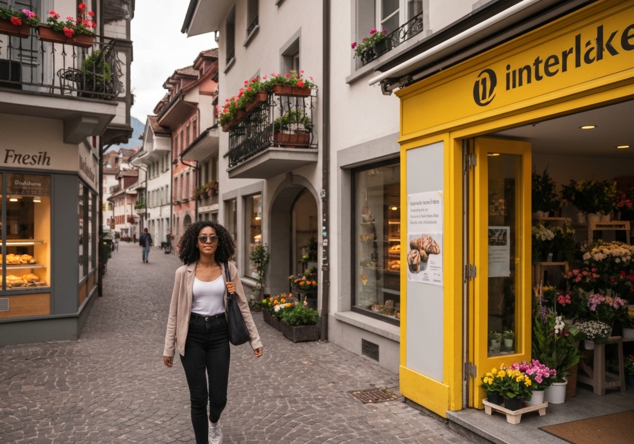 Spontaneous smartphone photo of daily life in Interlaken, Switzerland, authentic and unposed