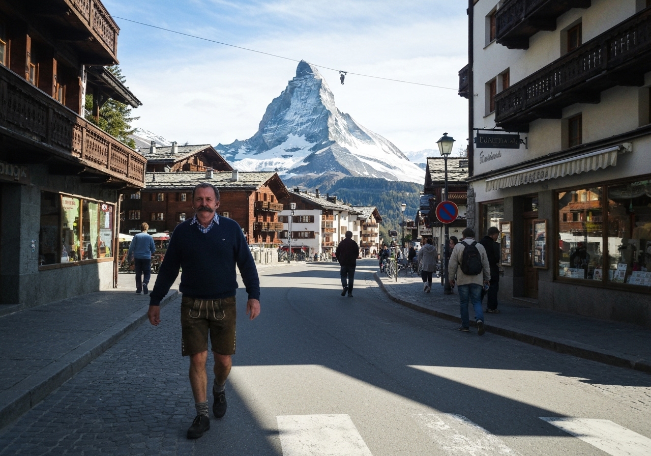 Spontaneous smartphone photo of daily life in Zermatt, Switzerland, authentic and unposed