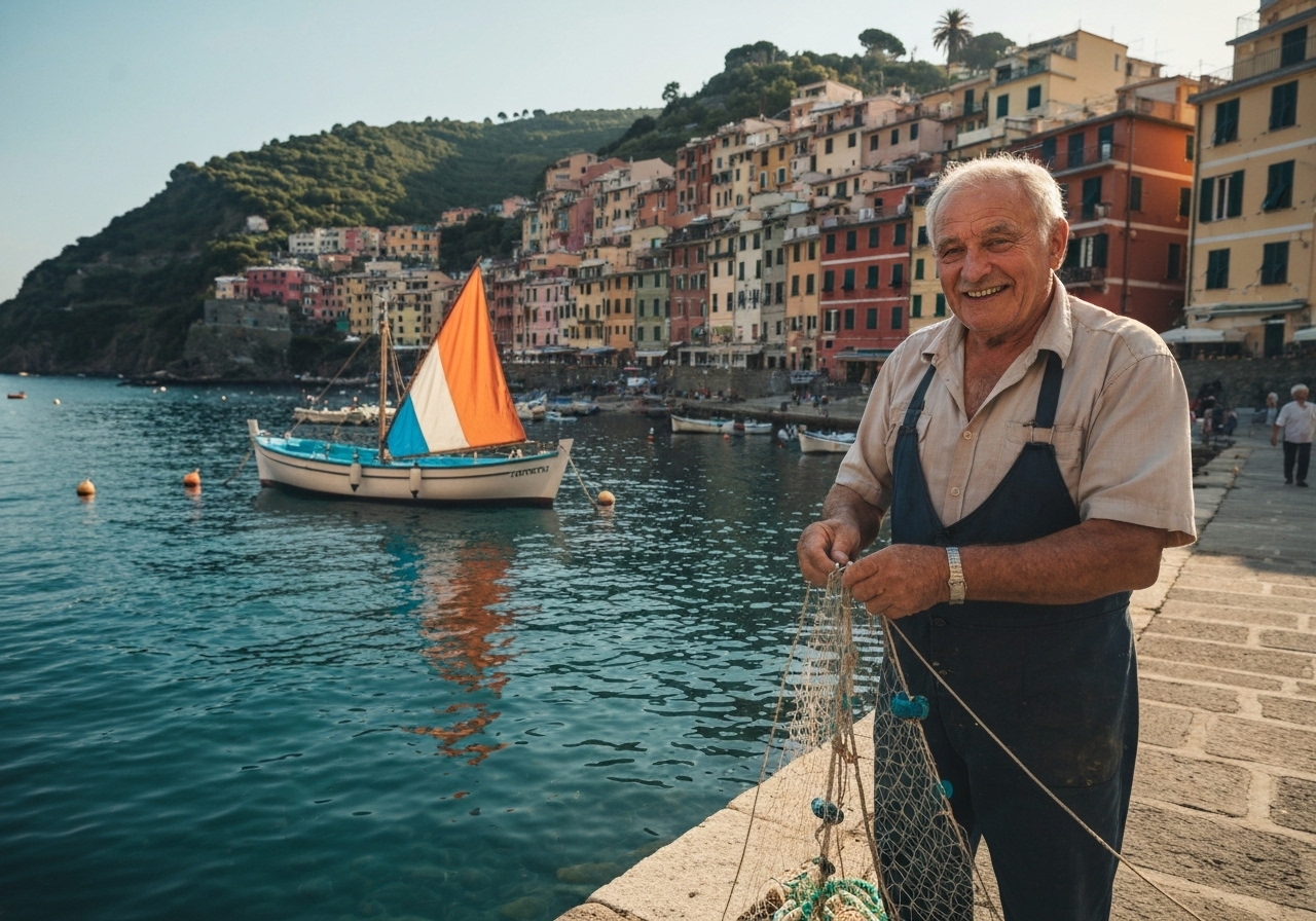 Spontaneous smartphone photo of daily life in Cinque Terre, Italy, authentic and unposed