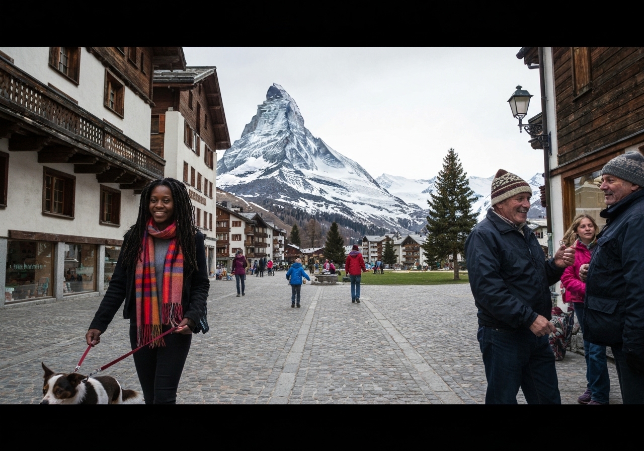 Spontaneous smartphone photo of daily life in Zermatt, Switzerland, authentic and unposed