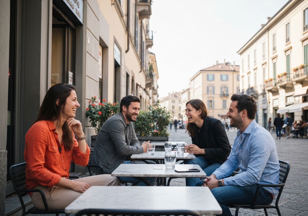 Spontaneous smartphone photo of daily life in Milan, Italy, authentic and unposed