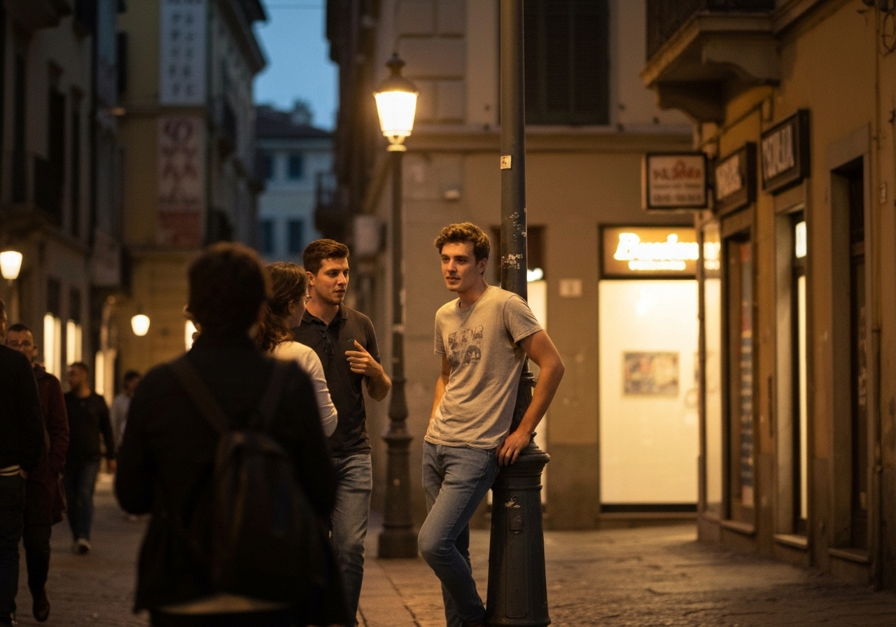 Spontaneous smartphone photo of daily life in Milan, Italy, authentic and unposed