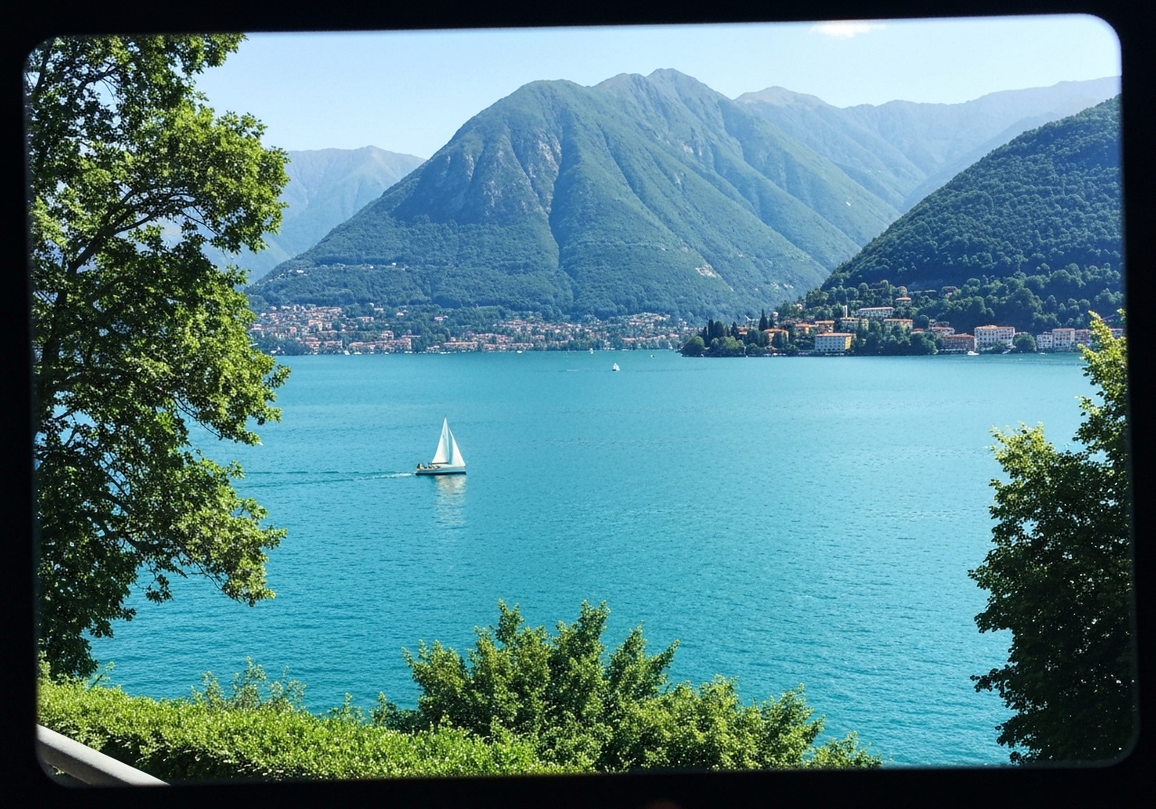 Natural travel moment in Lake Como, Italy, taken with smartphone, imperfect framing