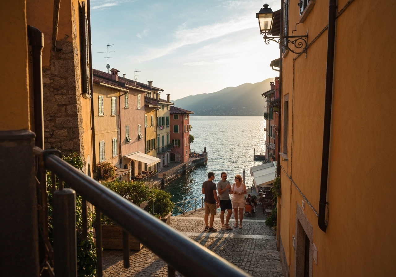 Natural travel moment in Varenna, Italy, taken with smartphone, imperfect framing