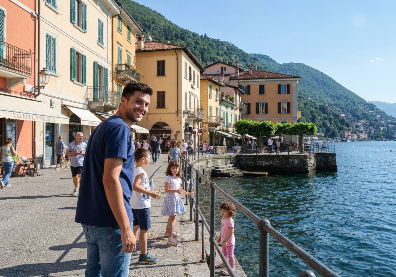 Spontaneous smartphone photo of daily life in Varenna, Italy, authentic and unposed