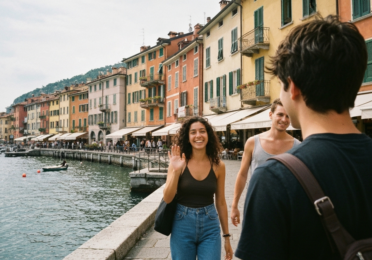 Spontaneous smartphone photo of daily life in Varenna, Italy, authentic and unposed