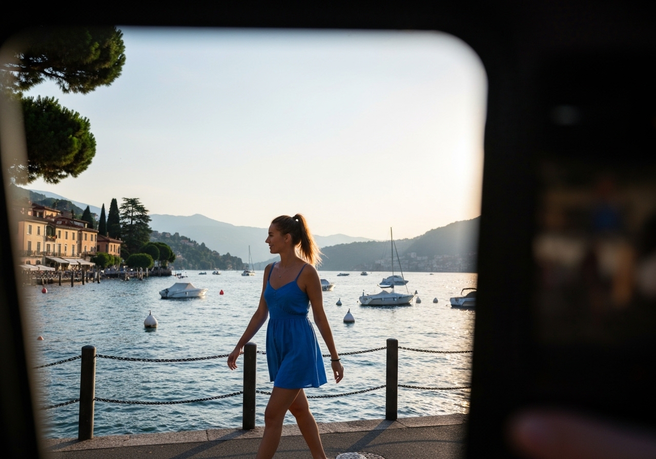 Natural travel moment in Varenna, Italy, taken with smartphone, imperfect framing