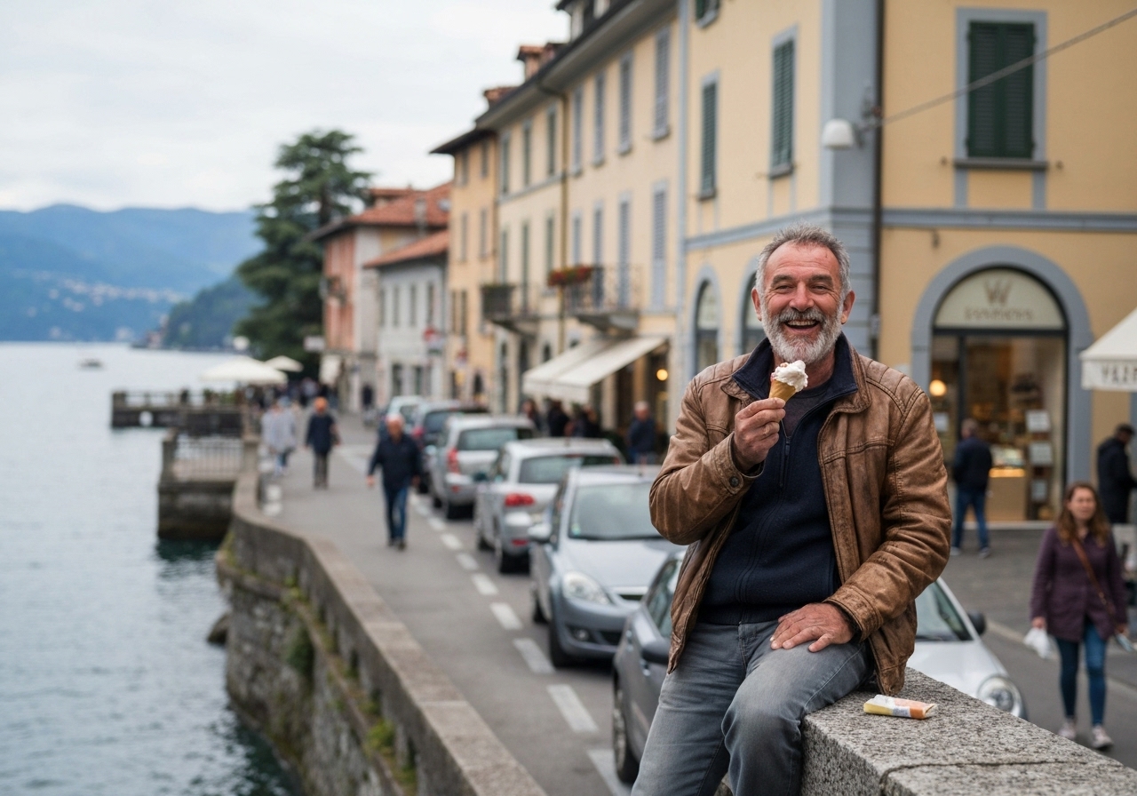 Spontaneous smartphone photo of daily life in Varenna, Italy, authentic and unposed