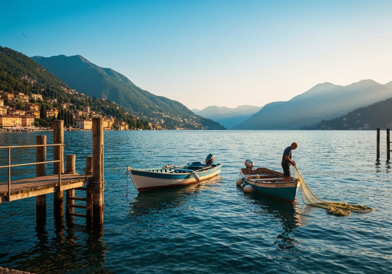 Natural travel moment in Varenna, Italy, taken with smartphone, imperfect framing
