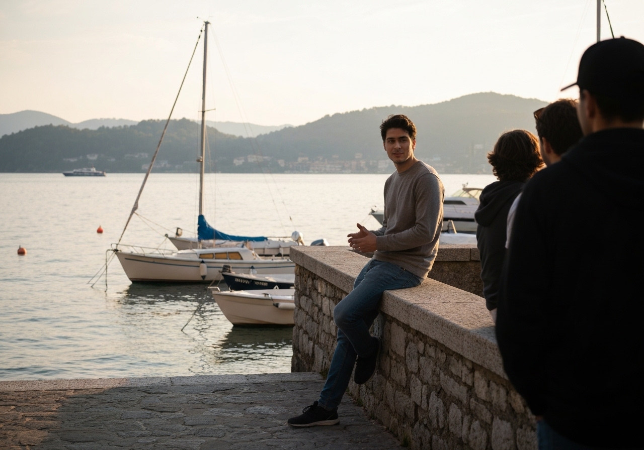 Spontaneous smartphone photo of daily life in Varenna, Italy, authentic and unposed