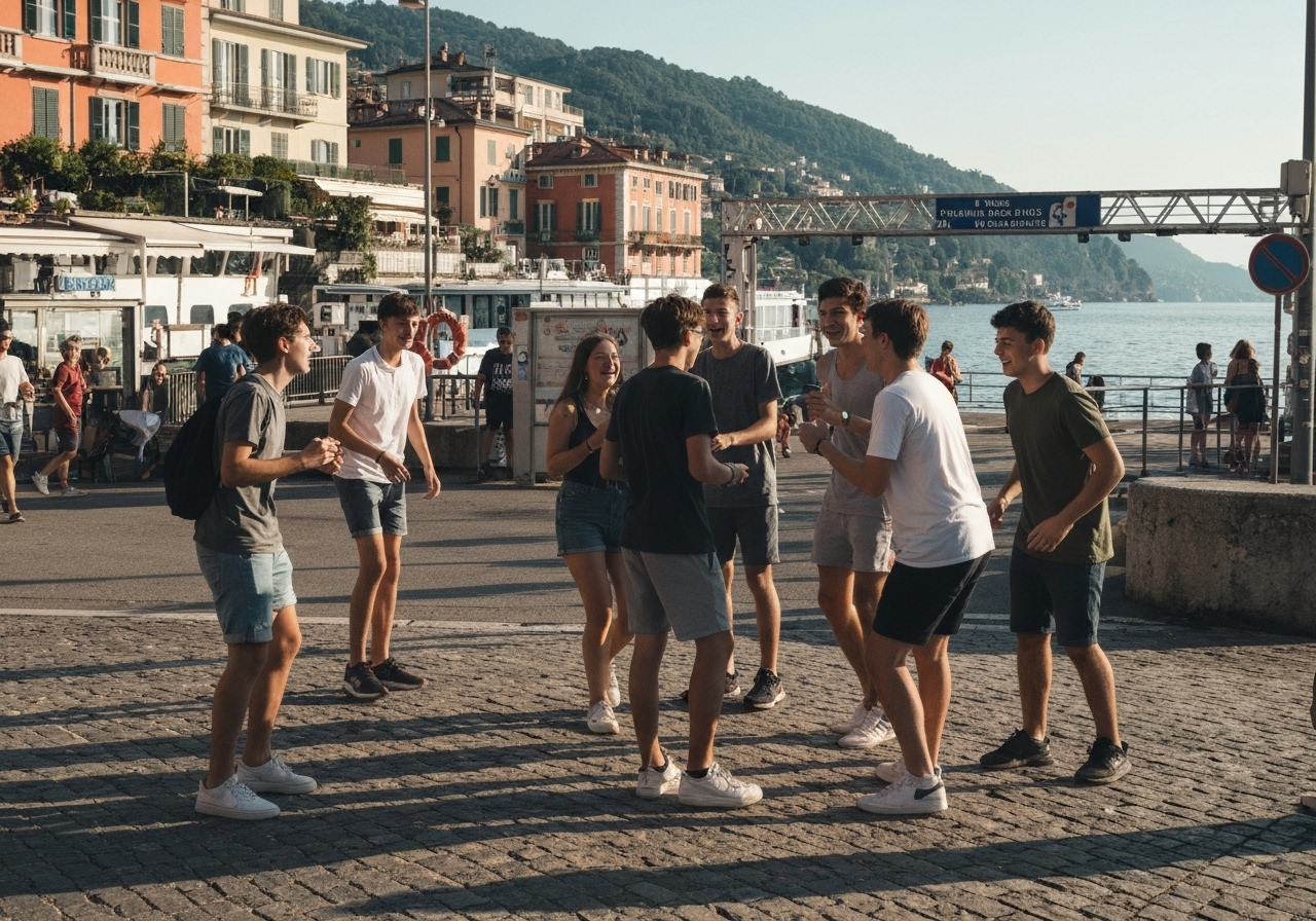 Spontaneous smartphone photo of daily life in Varenna, Italy, authentic and unposed