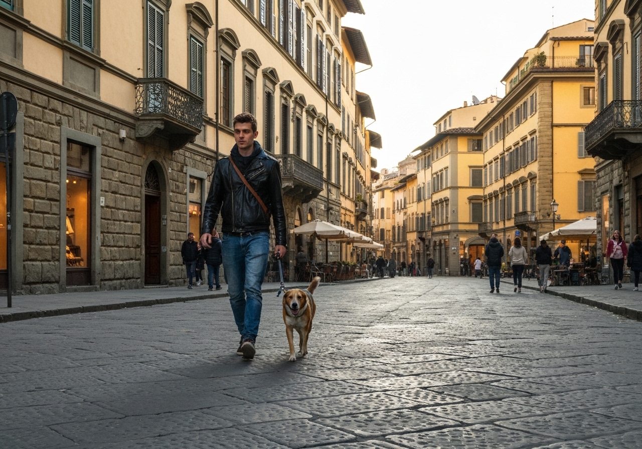 Spontaneous smartphone photo of daily life in Florence, Italy, authentic and unposed