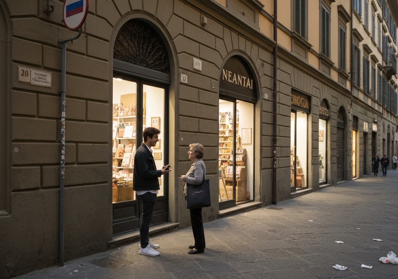 Spontaneous smartphone photo of daily life in Florence, Italy, authentic and unposed