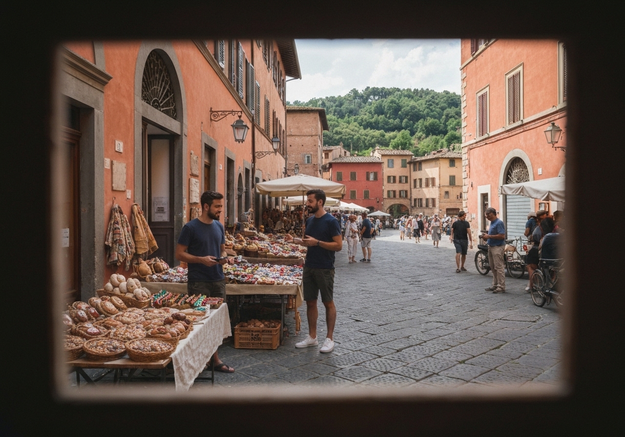 Natural travel moment in Siena, Italy, taken with smartphone, imperfect framing