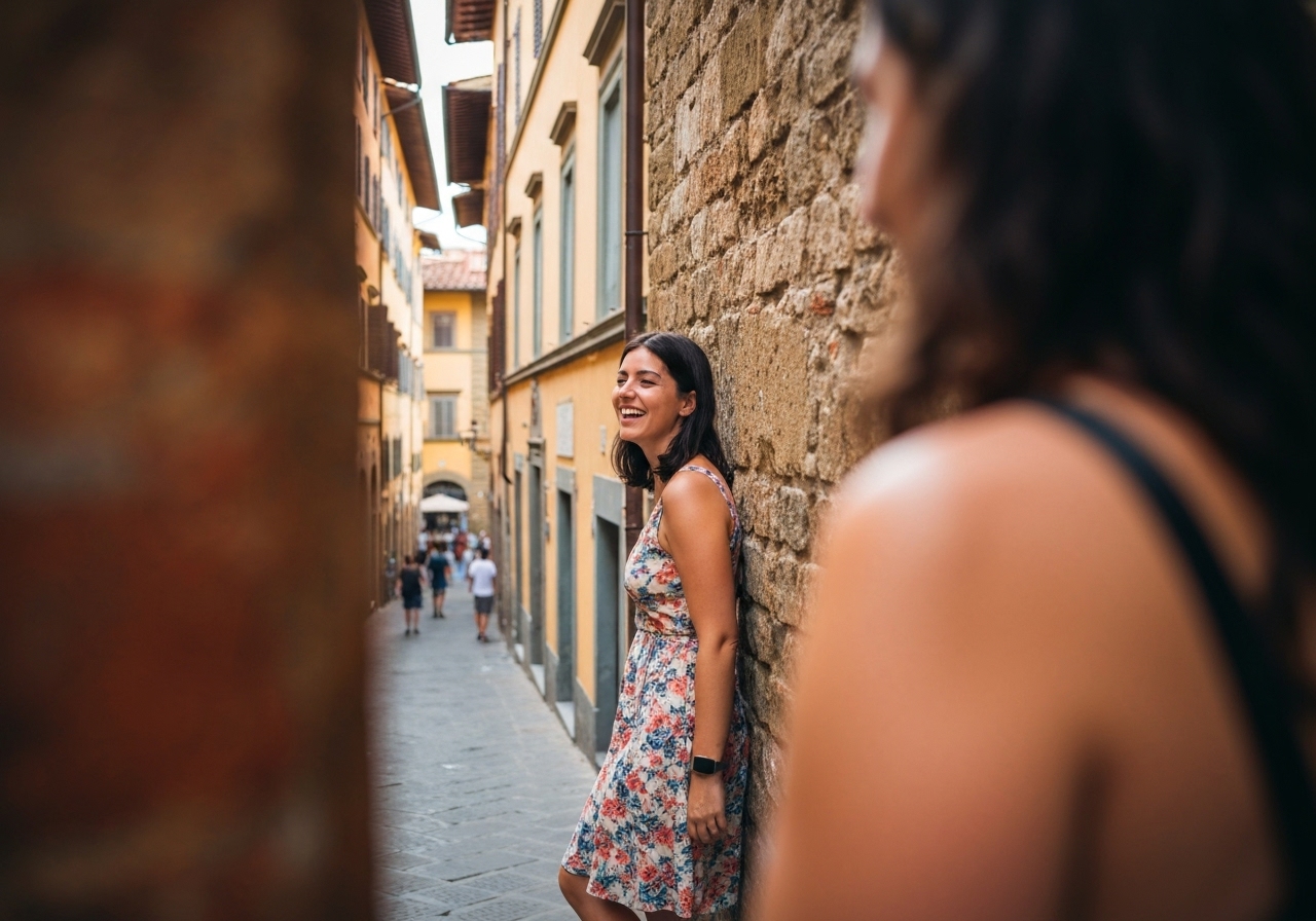 Natural travel moment in Florence, Italy, taken with smartphone, imperfect framing