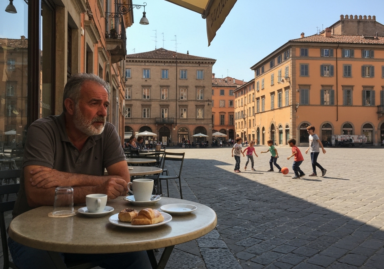 Spontaneous smartphone photo of daily life in Bologna, Italy, authentic and unposed