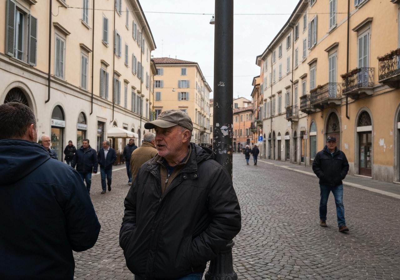 Spontaneous smartphone photo of daily life in Modena, Italy, authentic and unposed