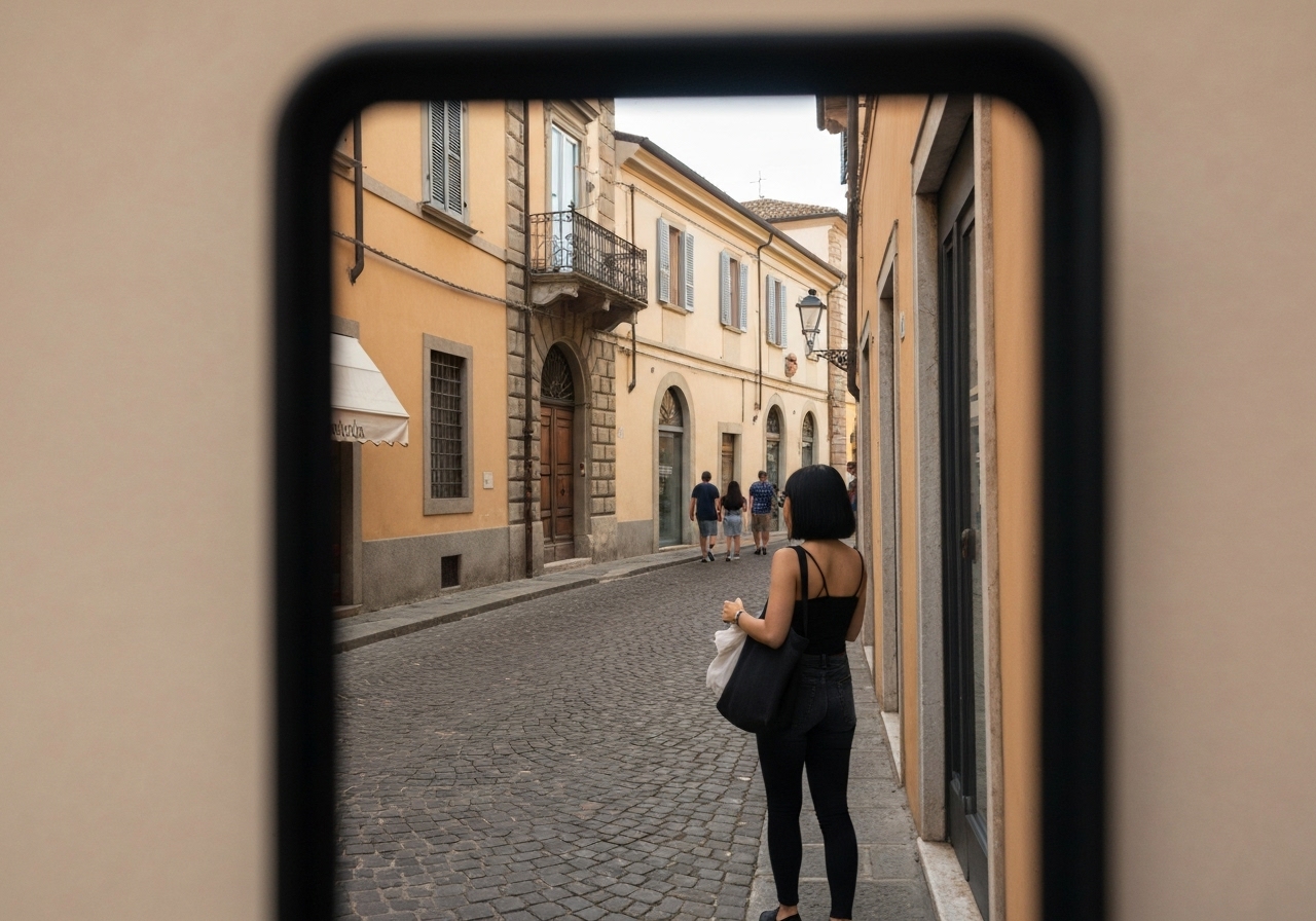 Natural travel moment in Modena, Italy, taken with smartphone, imperfect framing