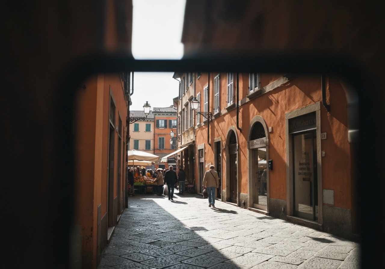 Natural travel moment in Modena, Italy, taken with smartphone, imperfect framing
