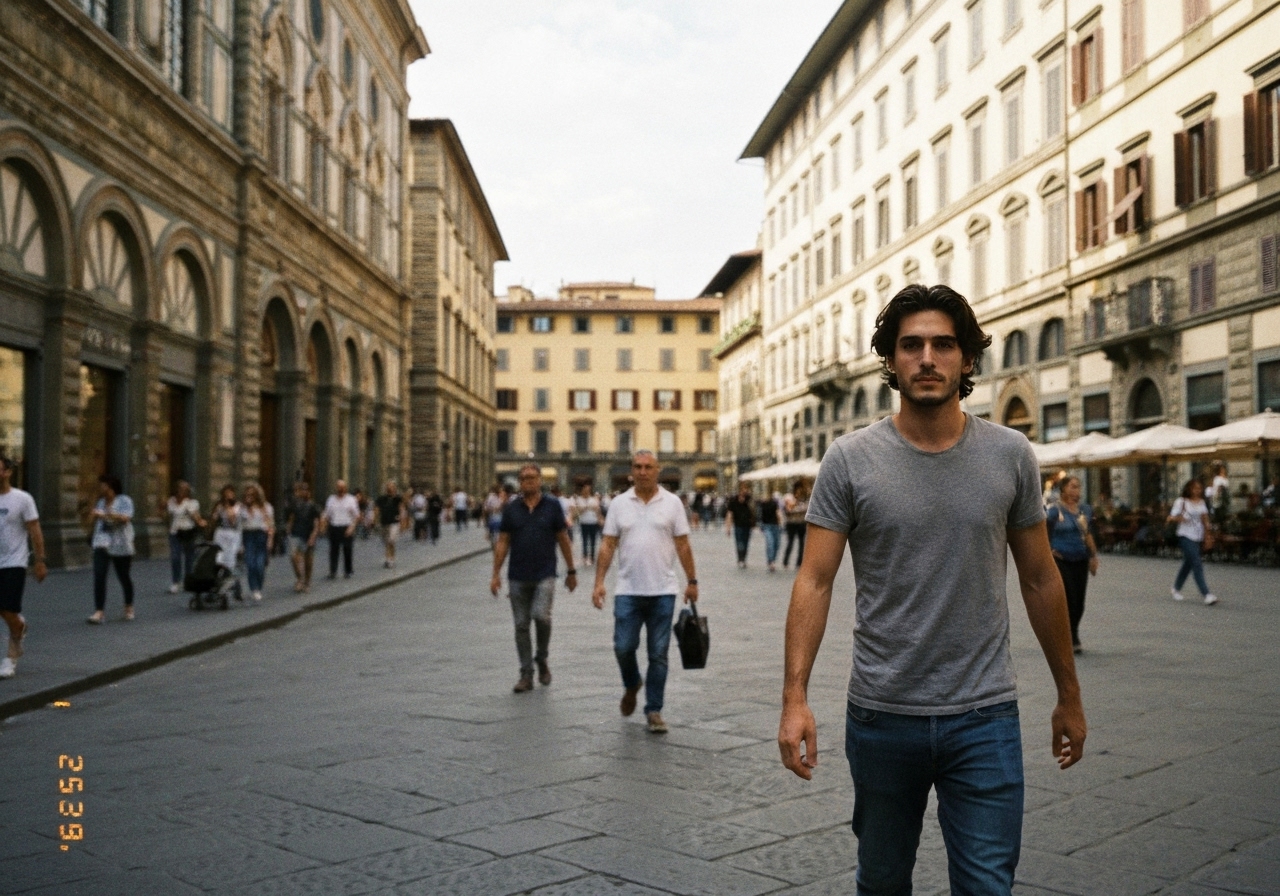 Spontaneous smartphone photo of daily life in Florence, Italy, authentic and unposed