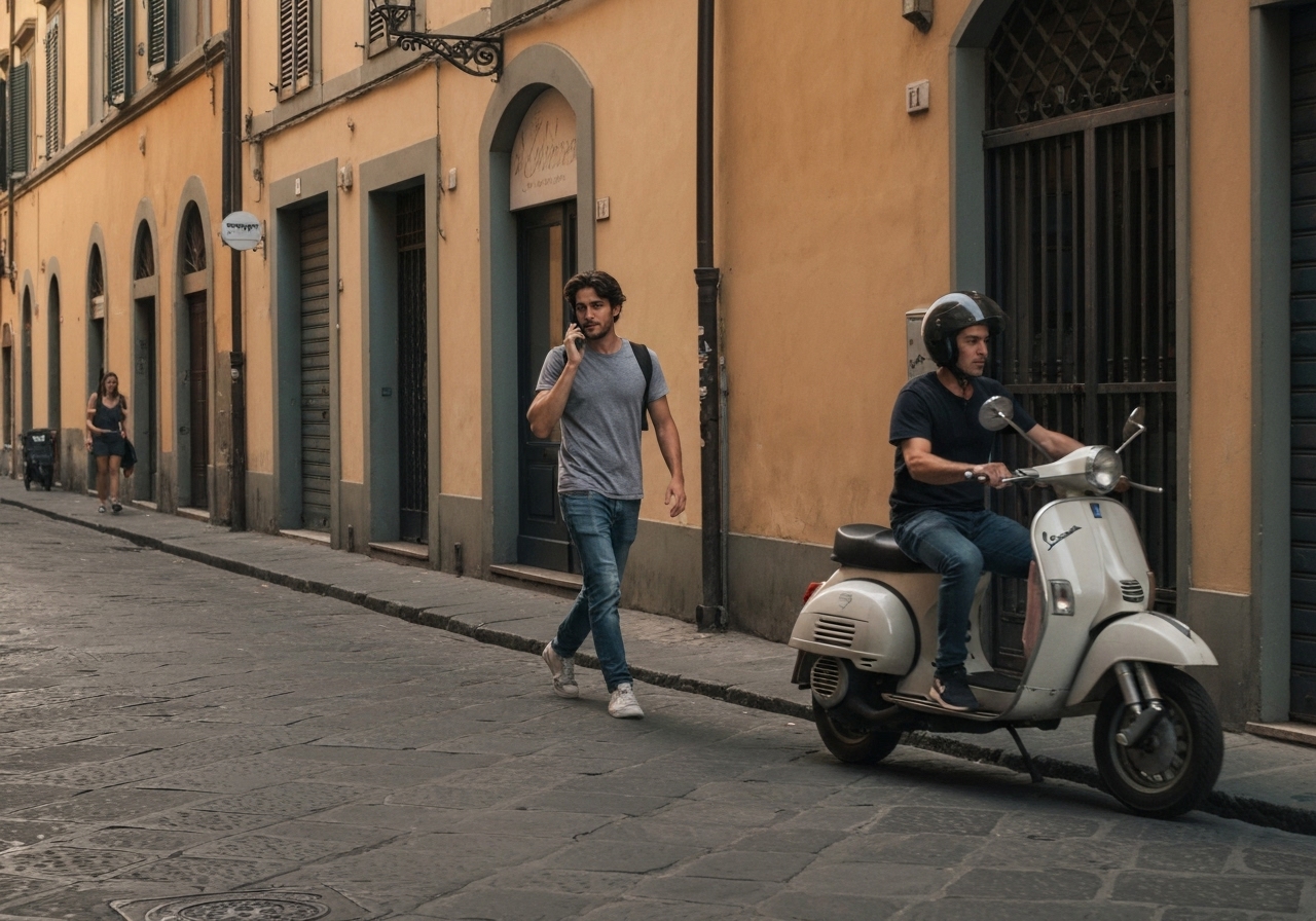 Spontaneous smartphone photo of daily life in Florence, Italy, authentic and unposed