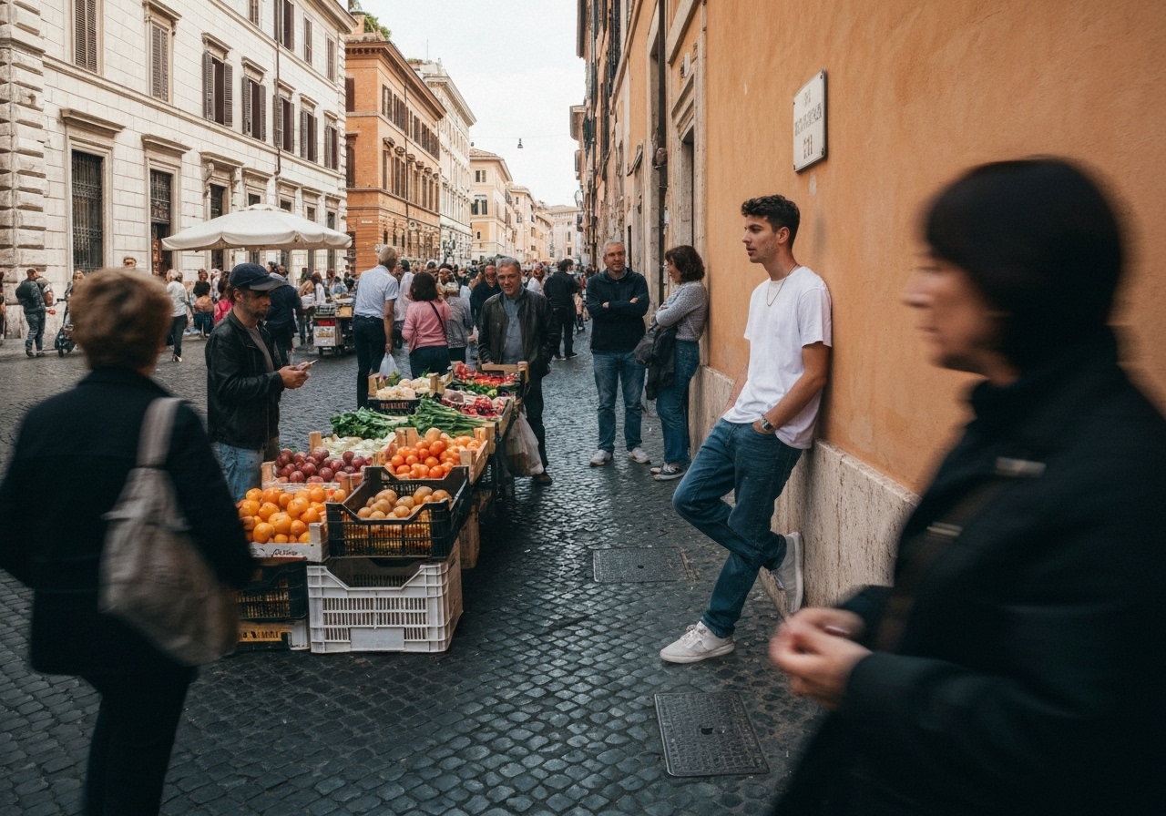Spontaneous smartphone photo of daily life in Rome, Italy, authentic and unposed