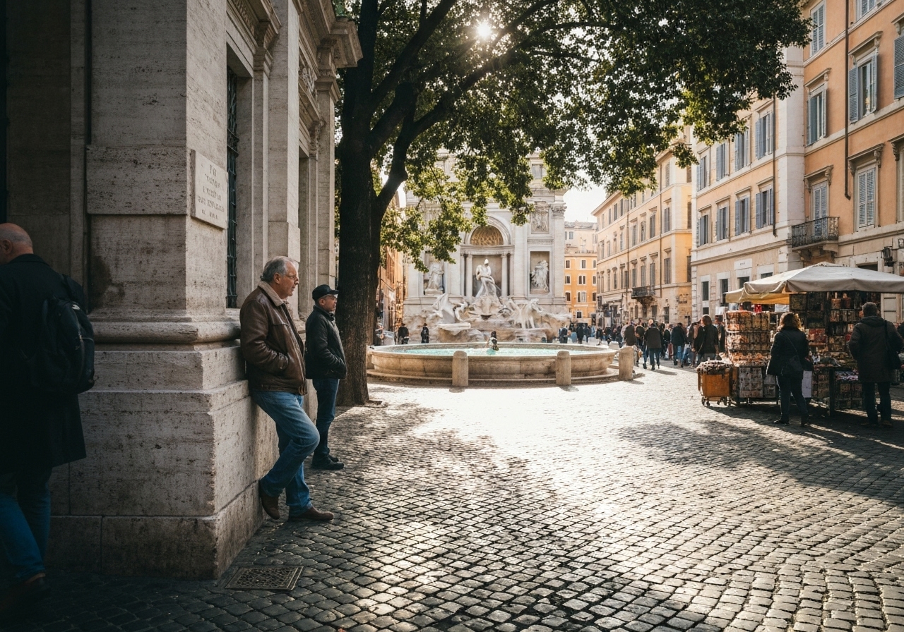 Spontaneous smartphone photo of daily life in Rome, Italy, authentic and unposed