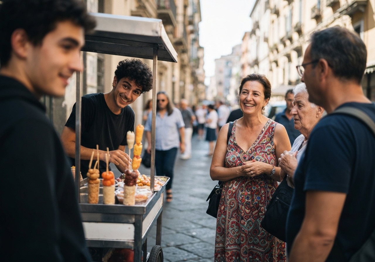 Spontaneous smartphone photo of daily life in Naples, Italy, authentic and unposed