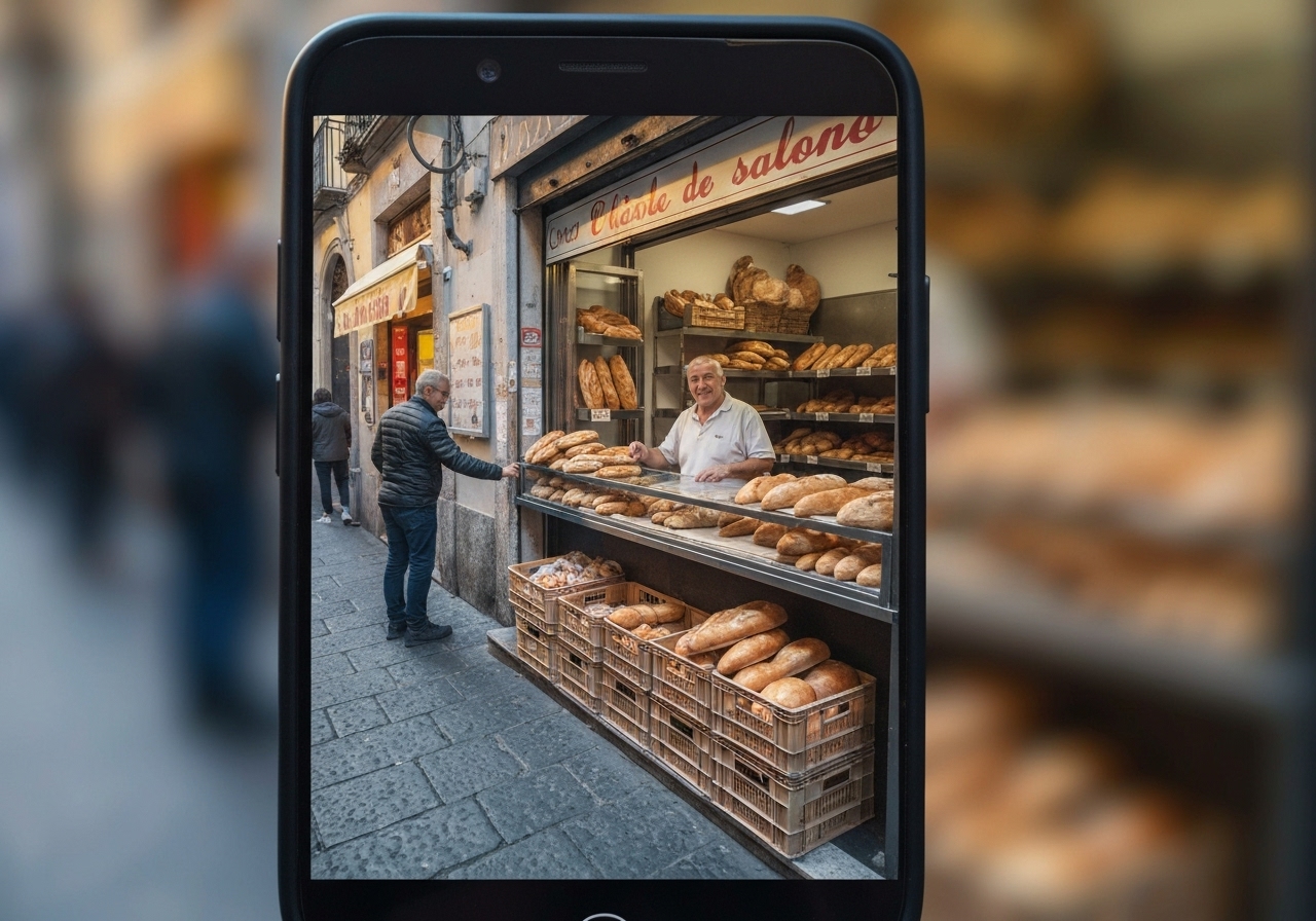 Natural travel moment in Naples, Italy, taken with smartphone, imperfect framing