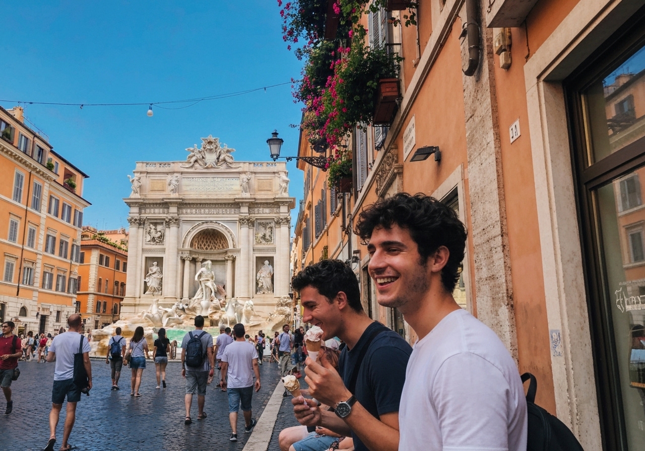Spontaneous smartphone photo of daily life in Rome, Italy, authentic and unposed