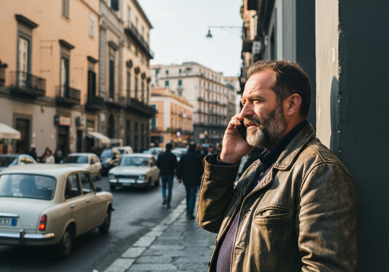 Spontaneous smartphone photo of daily life in Naples, Italy, authentic and unposed