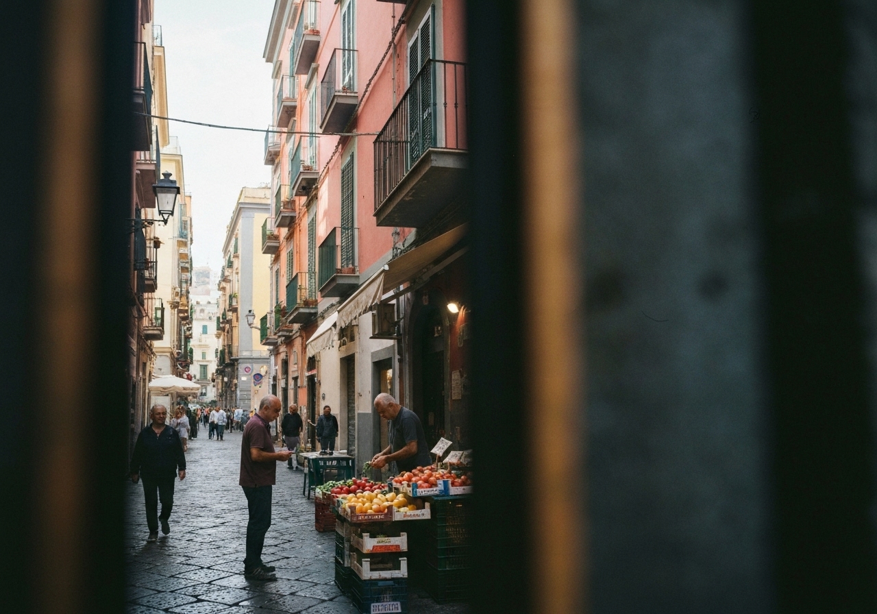 Natural travel moment in Naples, Italy, taken with smartphone, imperfect framing