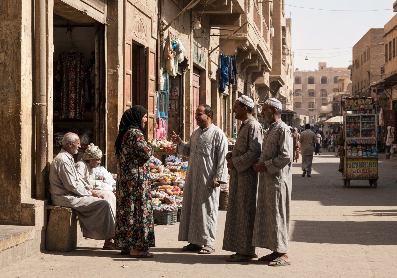 Casual street photography moment in Luxor, Egypt, capturing genuine local atmosphere