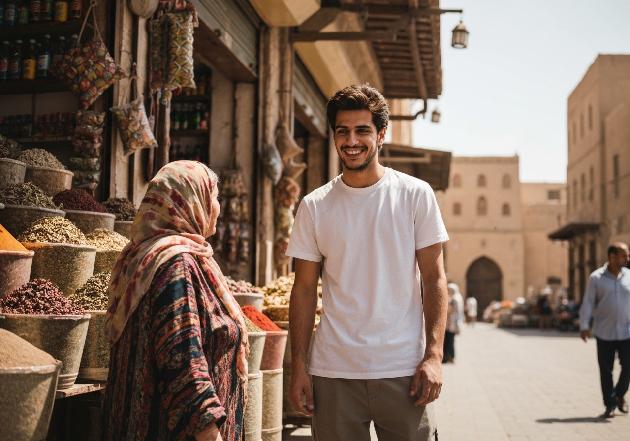 Casual street photography moment in Luxor, Egypt, capturing genuine local atmosphere