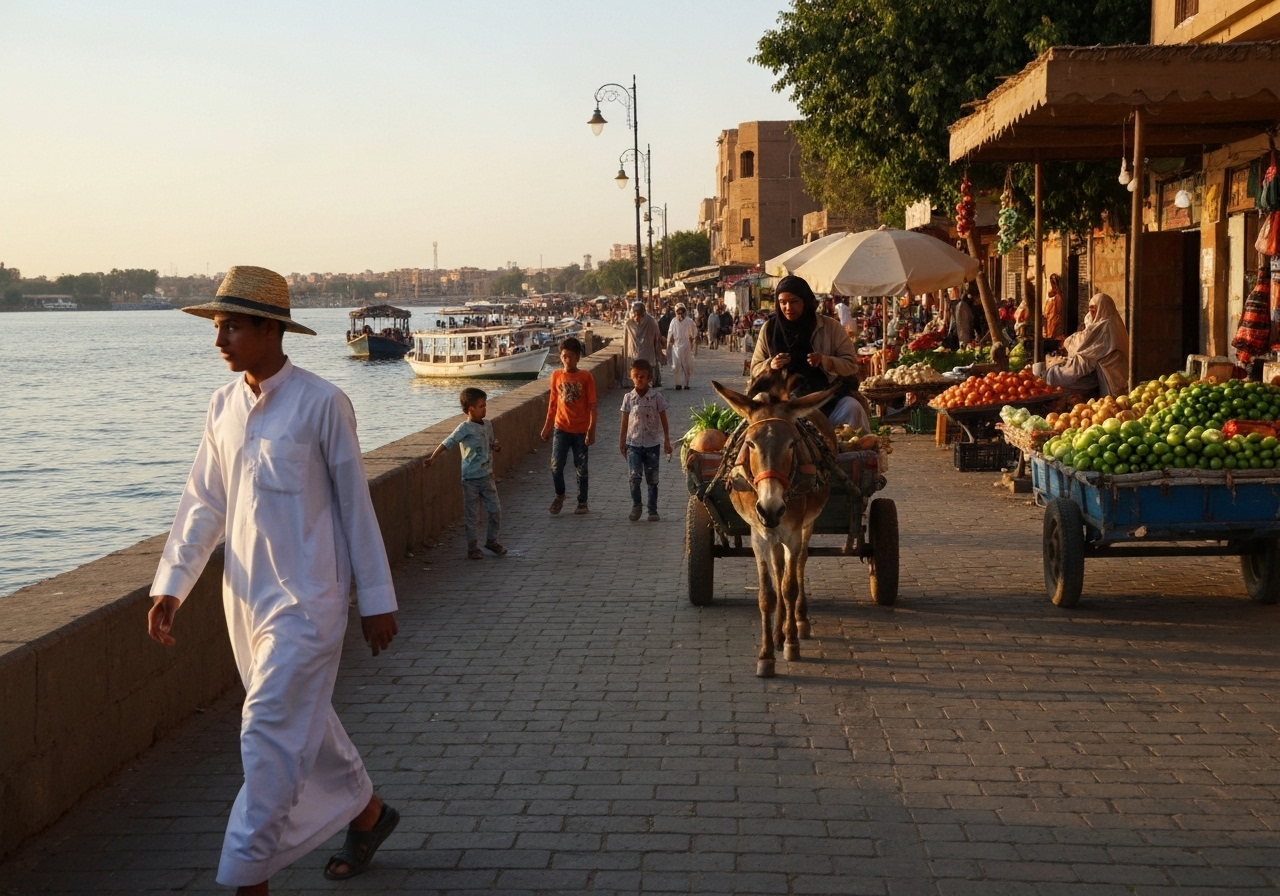 Spontaneous smartphone photo of daily life in Aswan, Egypt, authentic and unposed