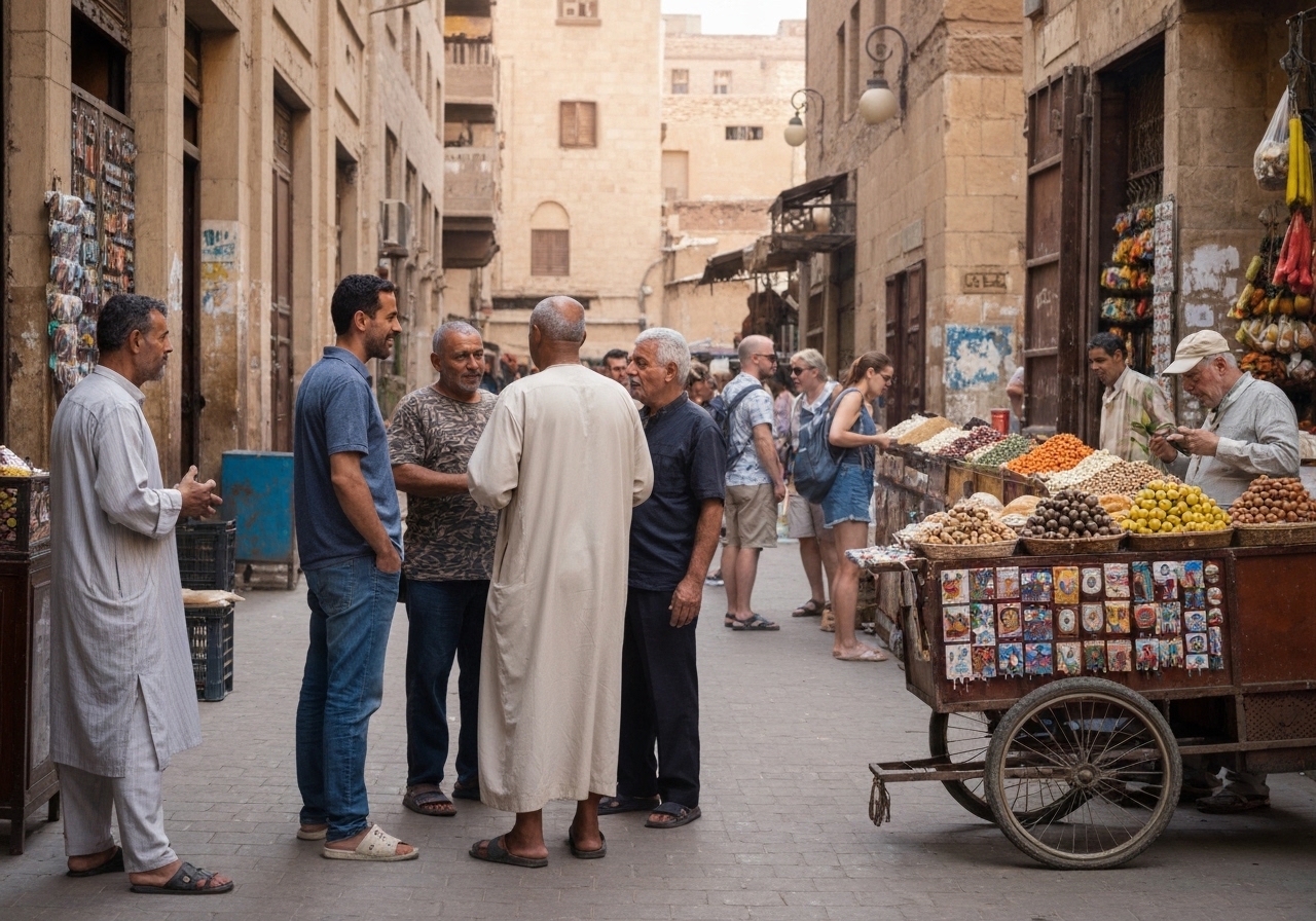 Casual street photography moment in Luxor, Egypt, capturing genuine local atmosphere