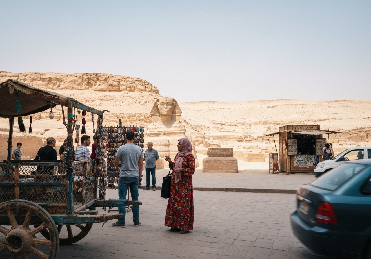 Spontaneous smartphone photo of daily life in Abu Simbel, Egypt, authentic and unposed