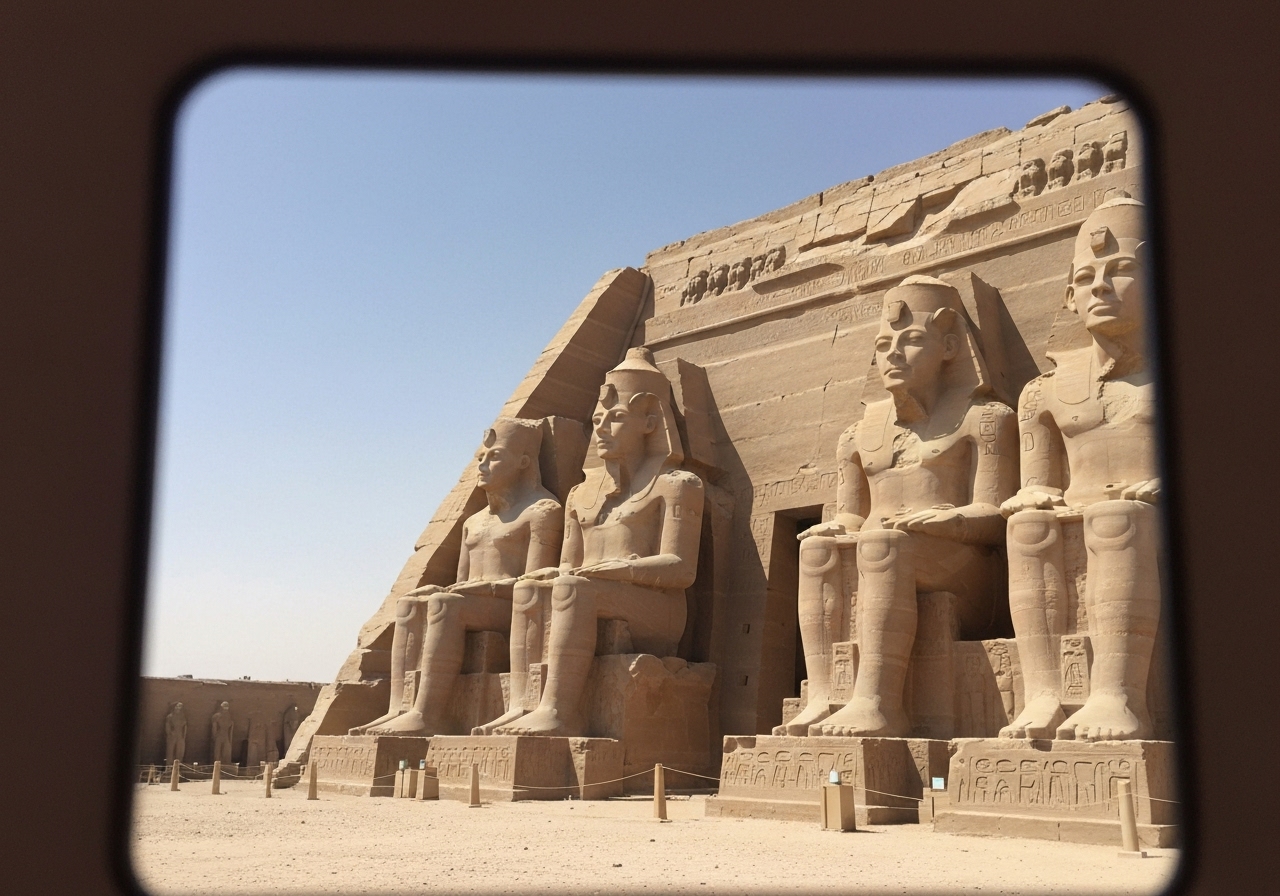 Natural travel moment in Abu Simbel, Egypt, taken with smartphone, imperfect framing