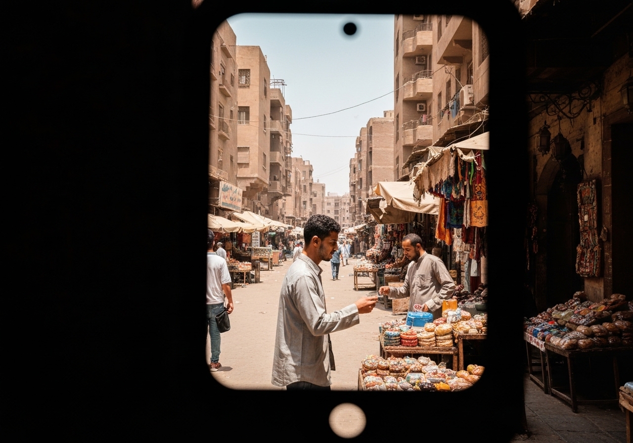 Natural travel moment in Cairo, Egypt, taken with smartphone, imperfect framing