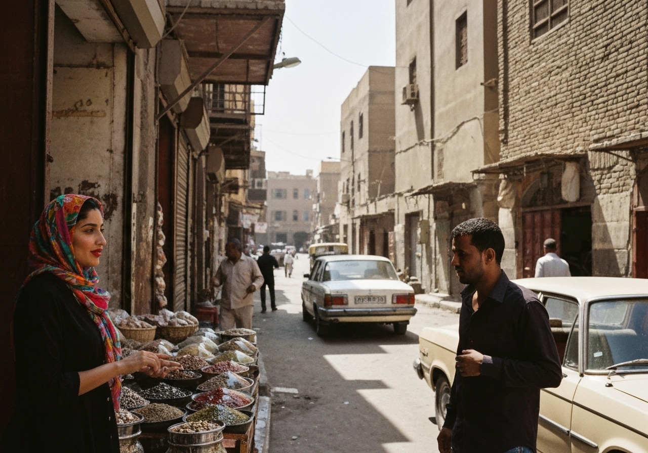 Casual street photography moment in Cairo, Egypt, capturing genuine local atmosphere